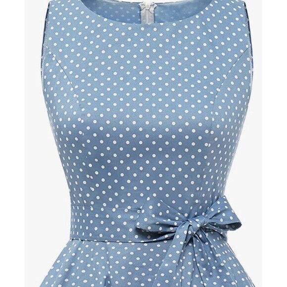 Bery Love Vintage Looking Retro Light Blue and White Polka Dot - Small - New - Picture 4 of 5